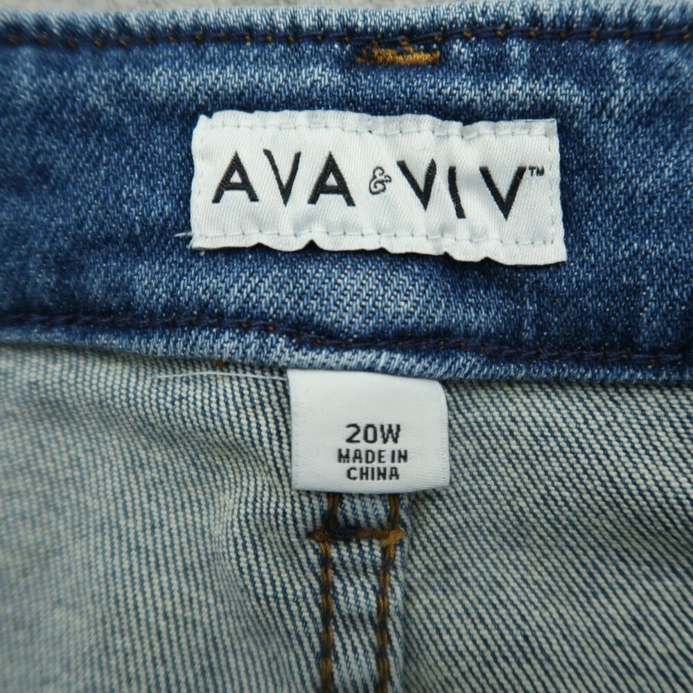 AVA VIV Denim Shorts Womens Size 20W Blue Mid-Rise Button Fly Stretch 4"-Inseam - Picture 9 of 13